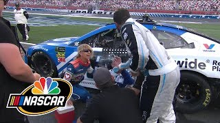 Bubba Wallace throws water in Alex Bowmans face after Charlotte Roval  Motorsports on NBC [upl. by Noirb]