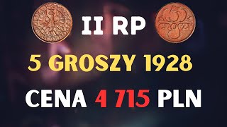 II RP 5 Groszy 1928 Cena 4715 PLN [upl. by Lucais974]