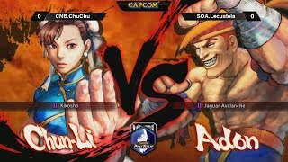 USF4  CNBChuchu Chun Li Vs SOALecustela Adon  CAPCOM Pro Tour 2014  Grand Finals [upl. by Anitreb779]