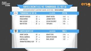 Kent Cricket League  Division 4  Hayes Kent CC v Tonbridge CC 1st XI [upl. by Lucius]