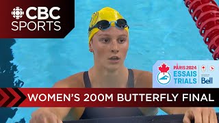 Summer McIntosh swims worlds fastest time of year in 200m butterfly qualifies for Paris Olympics [upl. by Adnawuj]