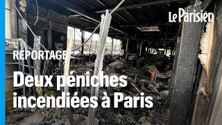 Le Café Barge ravagé par les flammes à Paris [upl. by Levey]