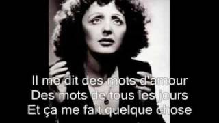 Edith Piaf La vie en rose with lyrics [upl. by Maguire]