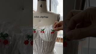 Making a corset lace mini dress with beaded cherry appliqué sewing wedding hautecouture dress [upl. by Moyra]