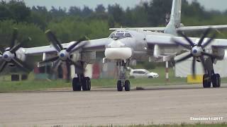 TU95 ТУ95 Engine start taxi and takeoff from MAKS2017 [upl. by Pepe]