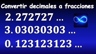 15 Cómo convertir decimales periódicos puros en fracción Respuesta de video 14 [upl. by Mart]