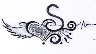 How to make S letter tattoo designs with pencil  Amazing pencil letter art video [upl. by Della]