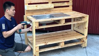 DIY Wood Pallet Kitchen Furniture Ideas  Kitchen Design with Wooden Pallet [upl. by Enerod]