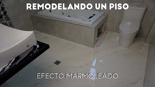 Resina Epóxica sobre Piso de Concreto  Creando un efecto Mármol [upl. by Nij]