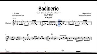 Badinerie Partitura de Clarinete en Mi menor Sheet Music for Clarinet E minor [upl. by Anaic]