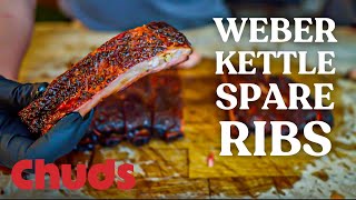 Pork Spare Ribs on the Weber Kettle  Chuds BBQ [upl. by Erdah751]