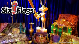 Bugs Bunny White Water Rapids Log Ride at Six Flags Fiesta Texas Castle Queue Line and Part Ride On [upl. by Rediah]