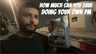 HOW MUCH CAN YOU SAVE DOING YOUR OWN OIL CHANGE ON A SEMI TRUCK owneroperator flatbedtrucking [upl. by Codee255]