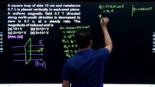 A square loop of side 10 cm and resistance 07 Ω is placed vertically in eastwest plane A uniform [upl. by Eustazio388]