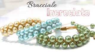 Come fare un Braccialetto incrociato con perle  Diy Tutorial [upl. by Cornwell966]