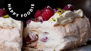 Meringue Roulade with Pistachios and Fresh Raspberries  Yotam Ottolenghi [upl. by Norved251]