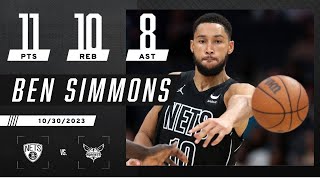 Highlights Ben Simmons nears tripledouble as Nets top Hornets  NBA [upl. by Llevra312]