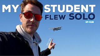 Student Pilot Flying SOLO  Flight Instructors Perspective [upl. by Lilias]