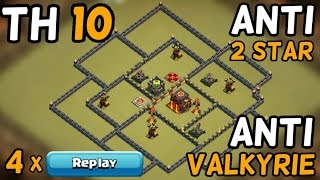 TH10 BASE FOR TITAN ANTI VALKYRIE  BOWLER  4 × REPLAYS  Clash of Clans  Speedbuild [upl. by Enialb]