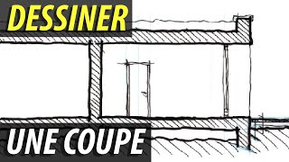 Comment dessiner une coupe verticale transversale d’après un plan d’architecture au 1100 [upl. by Mukerji]