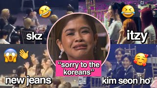 kpop idols reaction to melai at AAA 2023 itzy stray kids new jeans wonyoung amp more [upl. by Merwin]