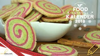 Wirbel Kekse  Swirl Cookies mit natürlichen Farben I FoodAdventskalender 2018 18 I senfdazunet [upl. by Rufina304]