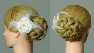 Прическа Пучок Узловое плетение Elegant wedding bun updo hairstyle [upl. by Hackney]