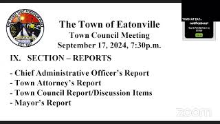 TOWN OF EATONVILLEs Council Meeting 91724 [upl. by Costello]