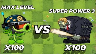 100 Plants Max Level VS 100 SuperPowered Gargimp Legal Zombies  Plants VS Zombies 2 [upl. by Norean420]