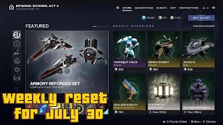 Destiny 2 Activities and Vendors weekly reset July 30 [upl. by Lederer965]