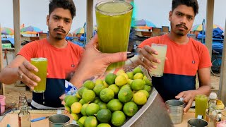 Hardworking Man Selling Best Street Masala Pudina amp Lemonade Soda drink at Rs 40  in Puri Beach [upl. by Assert]