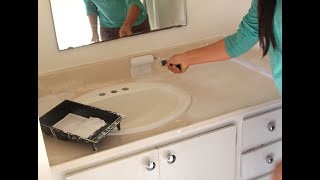 How to Paint Old Bathroom Countertop amp Vanity Sink Easy amp Gorgeous Transformation BeforeAfter [upl. by Swayne]