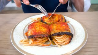 Involtini di melanzane ripieni di pasta – La vera ricetta siciliana con gli spaghetti [upl. by Dow735]