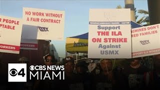 Thousands of dockworkers at Port Everglades Port Miami are on strike [upl. by Ynobe]