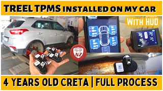 TPMS Installation in an Old Car  TREEL Tyre Pressure Monitoring System with HUD Screen in my Creta [upl. by Earissed438]