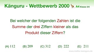 A4 🦘 Känguru 2000 🦘 Klasse 3 und 4  Summe Produkt Ziffern  Kennst du diese Begriffe [upl. by Eneleoj951]