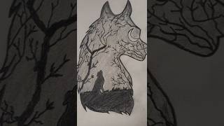 The pencil art of moonlight wolf public new entertainment youtubeshorts easy fun satisfying [upl. by Llenol]