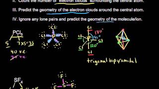 VSEPR for 5 electron clouds part 1  AP Chemistry  Khan Academy [upl. by Lachance]