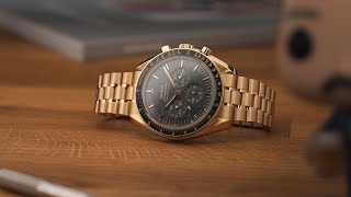 The Omega Speedmaster Moonwatch In Moonshine Gold  A Week On The Wrist [upl. by Nomyaw521]