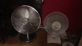 1998 Carlton Breezy 9 inch white desk fan VS Beldray 12 inch chrome desk fan [upl. by Mossman]