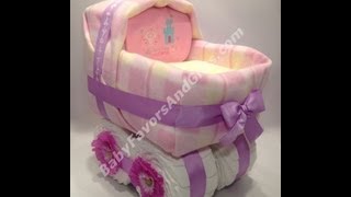 Baby carriage bassinet diaper cake [upl. by Haelam40]