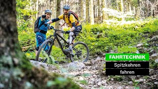 MTBFahrtechnik Spitzkehren auf dem Trail geschmeidig fahren  TechnikTutorial [upl. by Tosch]