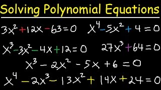 Solving Polynomial Equations By Factoring and Using Synthetic Division  Algebra 2 amp Precalculus [upl. by Annabella]