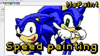 Sonic The Hedgehog  Speed Painting  MsPaint  PainterBits [upl. by Labina]