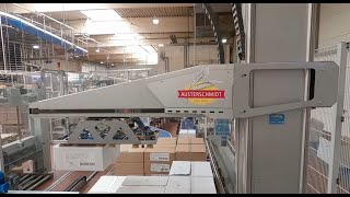 roTeg Palettierer bei Austerschmidt Frische Bäcker Vollautomatischer Roboter mit Fördertechnik [upl. by Marielle471]