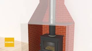 Fitting a stove and relining a chimney flue using steel flexible liner [upl. by Lluj819]