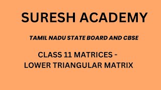 CLASS 11 MATRICES  LOWER TRIANGULAR MATRIX [upl. by Maressa]