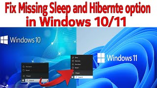 How to fix missing Sleep and Hibernate button in windows 1011 [upl. by Hippel239]