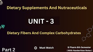 Unit 3 Dietary Supplements And Nutraceuticals  Part 2 [upl. by Eitisahc]