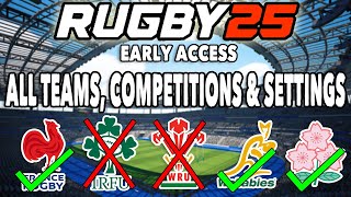 RUGBY 25 ALL TEAMS Competitions Features and Game Settings you get for buying the Early Access [upl. by Faulkner]